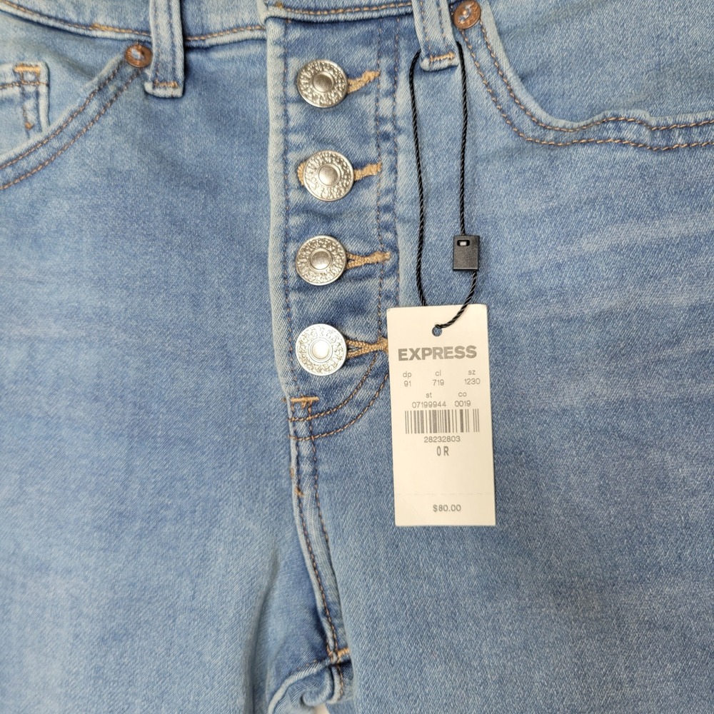 Express Womens Mid Rise Skinny ~ Button Fly Jeans - Picture 3 of 5